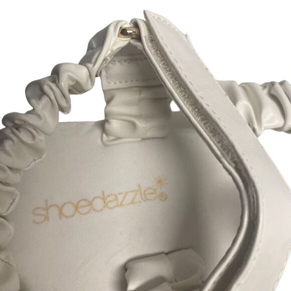 SHOEDAZZLE Taneisa Women’s Rusched Strap Wedge Sandal Size 7 White New With Defe - Picture 2 of 12